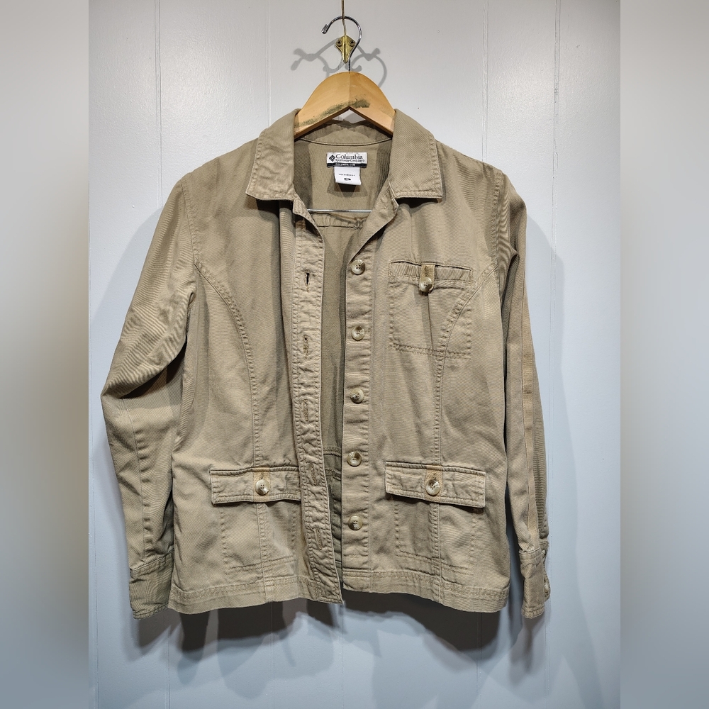 Columbia Khaki Cotton Utility Jacket  Light Fall‎ Overshirt Field Packable